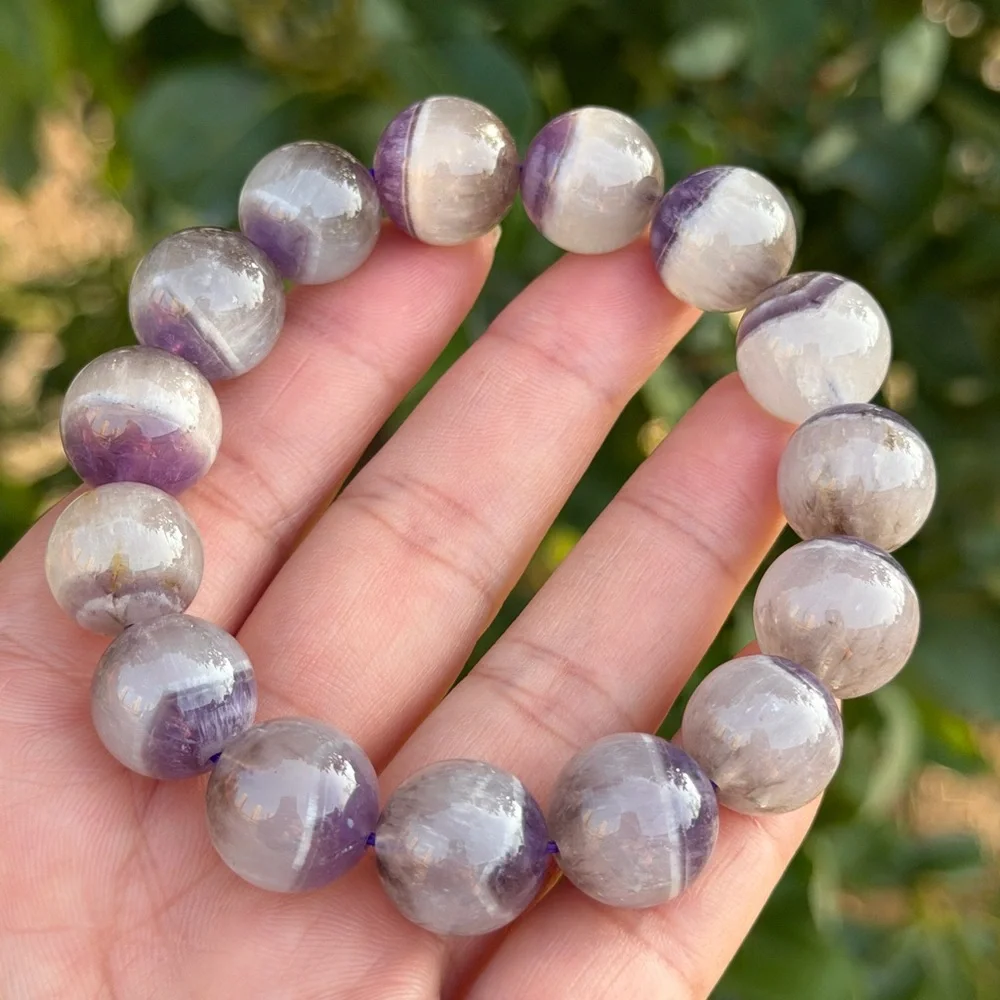 14mm‎ stretchable half half dream amethyst bracelet 1158